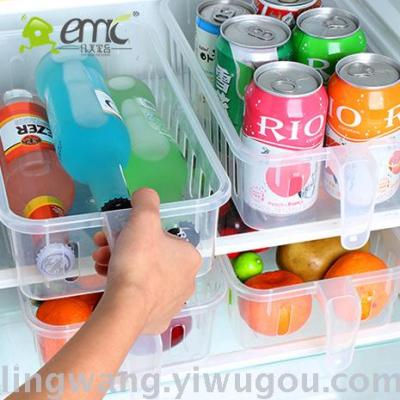 Yimei Transparent with Handle Plastic Storage Basket Kitchen Drain Storage Box Refrigerator Storage Basket Desktop Storage Basket