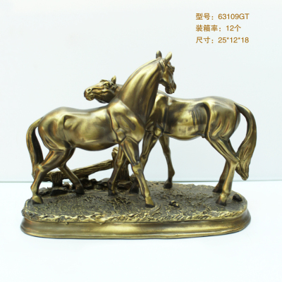 European Resin Creative Couple Horse Crafts Decoration Office Study Living Room Decoration Gift Small Ornament