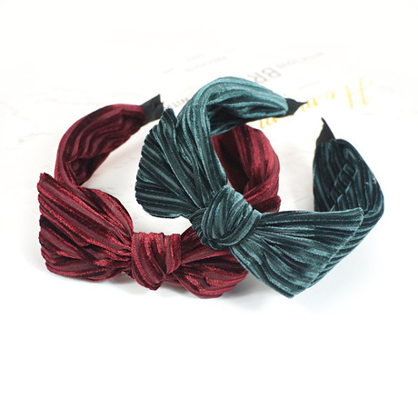 winter new high-end bow headband korean women‘s wide-brimmed knotted striped headband fabric hair accessories wholesale