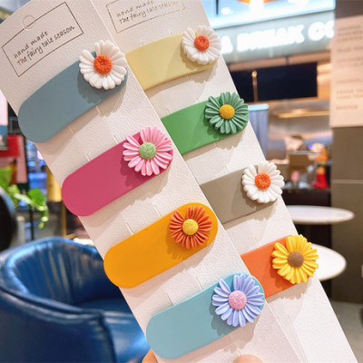Japanese and Korean Girls Heart lovely Candy Color Daisy Hairpin Right Zhilong the same Daisy BB clip Spring Clip Parent-child Edge Clip