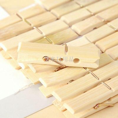Gold spring small bamboo clip 20 bags bamboo clothespin household multi-purpose drying clip bamboo clip