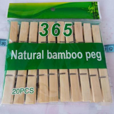 20 black spring bamboo clips with multi-function, windproof and durable, 6cm bamboo clothes clips for drying