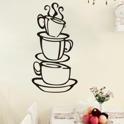 Restaurant Cafe Living Room Background Wall Beautifying Decorative Wall Stickers Factory Customized Generation Carved Coffee Cup Wall Stickers