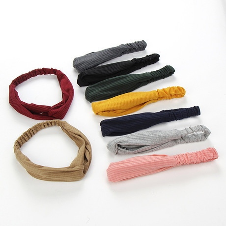 korean style headband women‘s elegant knitted cross solid color korean sports accessories all-match headband spring and summer headband