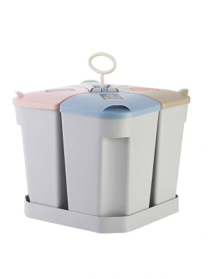 Nordic fashion four in one garbage sorting bin household with lid kitchen living room creative wet and dry can be separated