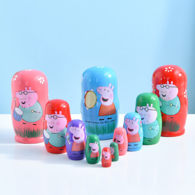 Manufacturer direct selling doll toys Russia doll pig cartoon doll wooden children's gift