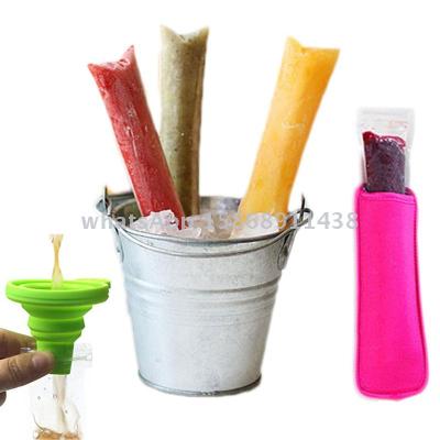 Slingifts 20pcs/Pack Plastic Popsicle Molds Disposable Self Sealing DIY Candy Bar With Funnel Cover Ice Bags Ice Stiker