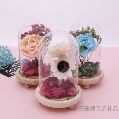 Air canister flower eternal flower glass cover decoration living room creative knick-knacks gift
