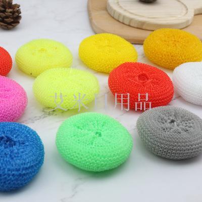 6g3 sets of eco-friendly colored plastic wire cleaning ball pet/pp fiber woven tennis ball wholesale brush pot