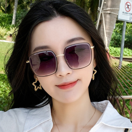 Internet Celebrity Large Frame Sunglasses Women‘s round Face Korean Style Fashionable Cut Edge Fashion All-Match Square Sunglasses Wholesale