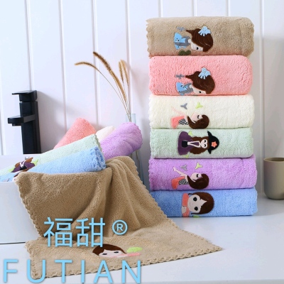 Futian-manufacturers direct high-density coral fabric cloth towel than cotton water absorption super soft cartoon beauty salon towel