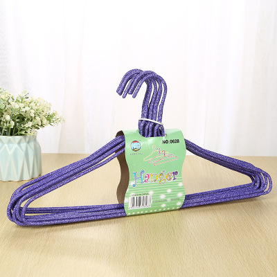 0628 Strong and Durable Iron Wire Plastic Dipping Invisible Hanger Simple Color Adult Clothes Hanger Drying Rack