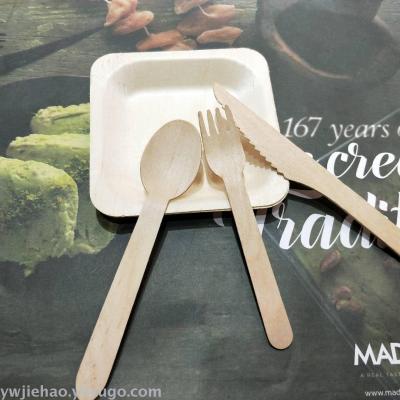 Factory direct wooden disposable wooden spoon, fork and spoon cake fruit hotels