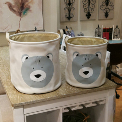 French Cartoon Animal Avatar Storage Cloth Storage Bucket Dirty Clothes Bucket