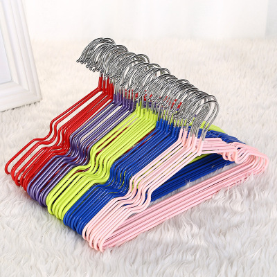 0854 Simple Bold Metal Wire PVC Coated Hanger Household Groove Non-Slip Wet and Dry Dual-Use Children's Hanger