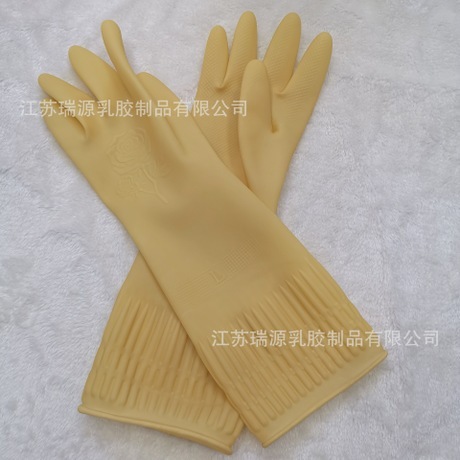 extended latex acid and alkali resistant protective industrial gloves 38cm natural color car wash cleaning household gloves 95-100g