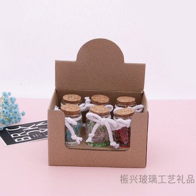 Wooden plug glass bottle creative all over the sky forget-me-not gift failure bottle with hand gifts