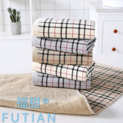 Futian factory direct cotton gauze checked towel soft absorbent face towel household gifts wholesale customization