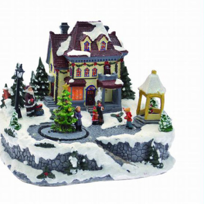 Manufacturers custom resin crafts Christmas LED lights mini small house micro landscape home accessories gift Christmas