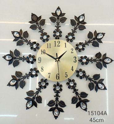 Small Black Amazon Cross-Border Foreign Trade Wholesale Wrought Iron Wall Clock Craft Wall Clock Decorative Clock Factory Direct Sales