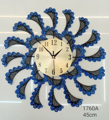 Cross-Border Foreign Trade Wholesale Wrought Iron Wall Clock Tianyin Clock Decorative Clock Small Amazon Personality Peacock Quartz Clock