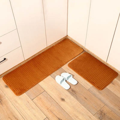 New style draw strip flannel kitchen floor mat water absorption non-slip bathroom floor mat memory cotton slow rebound embossing