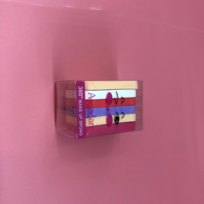 6 pieces square powder puff PVC box mixed color