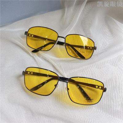 New metallic sunglasses night vision goggles for drivers at night men's fashion glasses night vision yellow lenses