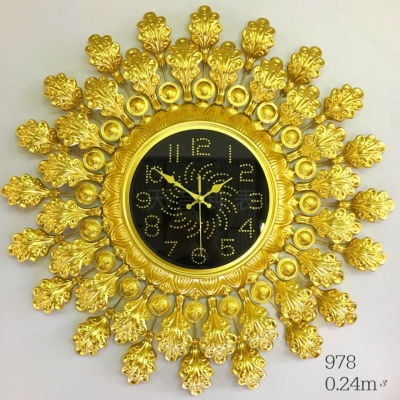 European-Style Simple and Elegant Amazon Cross-Border Foreign Trade Wholesale Glass Clock Cover Quartz Clock Gold Spray Paint Clock
