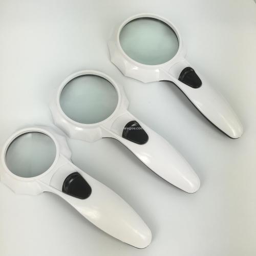Umbrella-Shaped 6led Reading and Observation Handheld Reading and Reading Newspaper HD Magnifying Glass 50mm-65mm-75mm