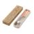 FK- bamboo handle three-piece portable wheat straw stainless steel tableware set with leather box spoon fork chopsticks
