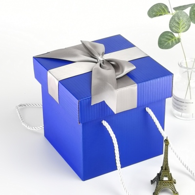 Blue Square Corrugated Box Gift Box Snack Box Wedding Candies Box Birthday Gift Box Flower Gift Box