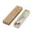FK- bamboo handle three-piece portable wheat straw stainless steel tableware set with leather box spoon fork chopsticks