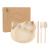 FK- cartoon cat four-piece set of wheat straw spoon fork and chopsticks tableware set cartoon separated plate