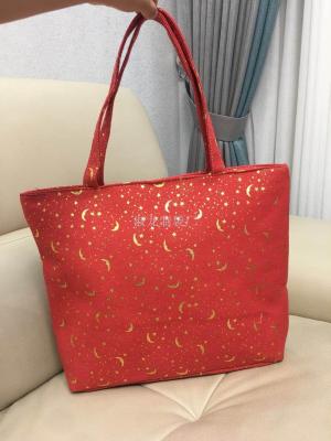 Gold stamping hand carry bag beach bag custom-made gold stamping cotton bag shopping advertisement hand held cotton bag