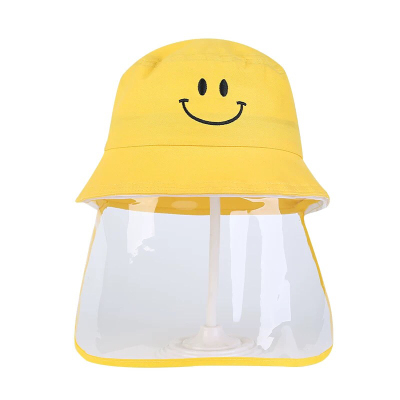 Smiling Face Children's Protective Mask Hat Kindergarten Primary School Students Protective Caps Children's Bucket Hat Protective Caps Detachable