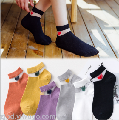 Women's socks instagram love socks glass silk crystal socks women's ship socks day heart stitching card stockings
