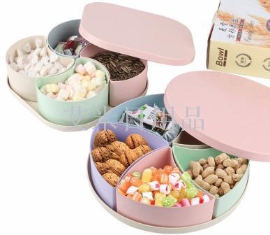 FK- wheat confectionery box with case lid, doge dried fruit plate, wheat straw, household multi-functional nut box lid