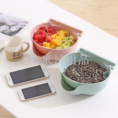 Jh-8010 double layer dry fruit tray lazy melon seed tray household plastic blacktop fruit box lovely snack fruit basket