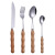 Beech wood tableware set with bamboo shank, high quality knife, fork and spoon