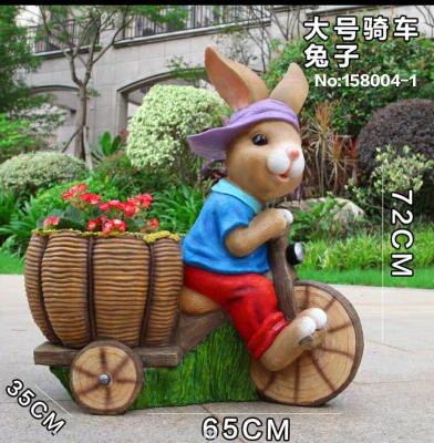 Bicycle rabbit flower pot resin crafts to set up pieces