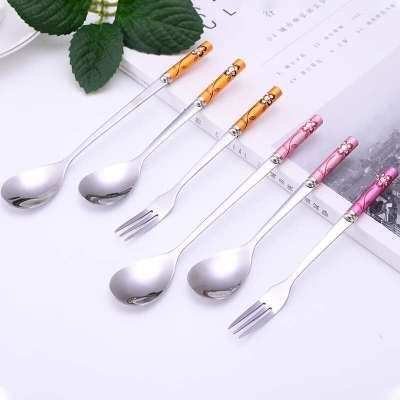 Household tableware spoon afternoon tea cake dessert spoon restaurant fruit fork picnic portable meal spoon wholesale