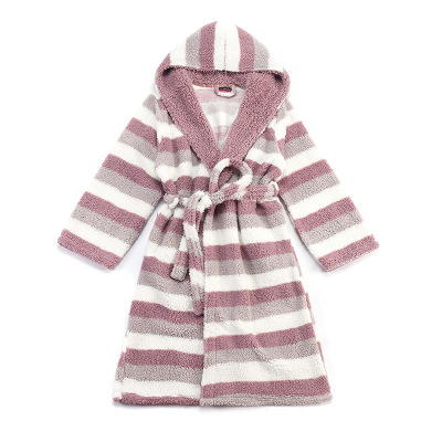 Red, White, Gray Striped coral Velvet home clothes Hooded bathrobe Skin-friendly comfortable bathrobe Wholesale