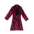 Flannel Checked out robe Contrast collar Bathrobe for Men Long Lapel Belt Household robe