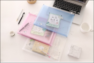 Transparent zipper bag A5 printed data bag student document bag manufacturer direct sales can customize the LOGO