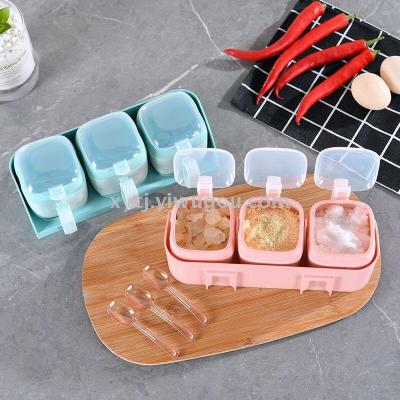 Creative and fashionable kitchen wall type three/four groups of traceless paste seasoning box storage can