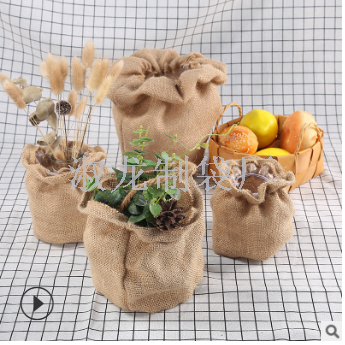 True hemp flower basin set cotton hemp cloth art flowerpot small sack hanging type coarse hemp store basket receive bag