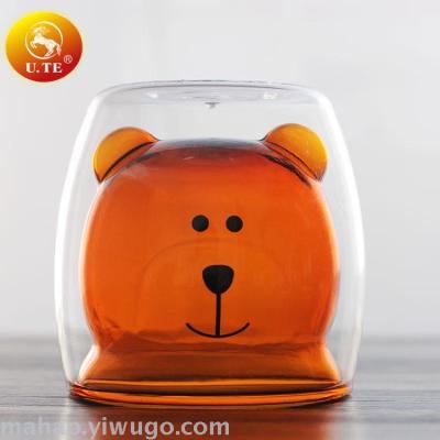 Double glass bear cup