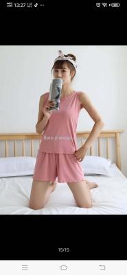 Latest hot style ladies confectionery ribbed cotton suit cotton vest and shorts