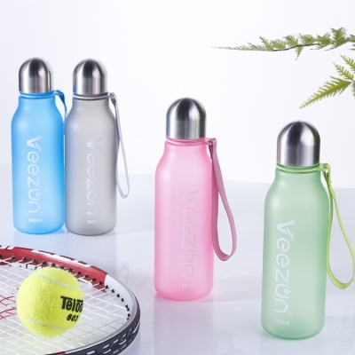W06-2502 New Frosted Glass Cup Stainless Steel Lid Outdoor Portable Handle Cup Environmentally Friendly Drop Resistant Sports Bottle